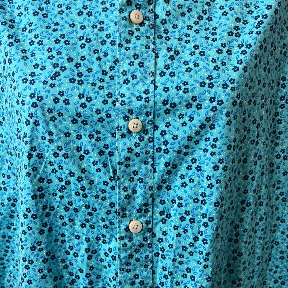 CROWN and IVY Mens Blue Floral Collared Button-Down Large Shirt - Picture 6 of 10